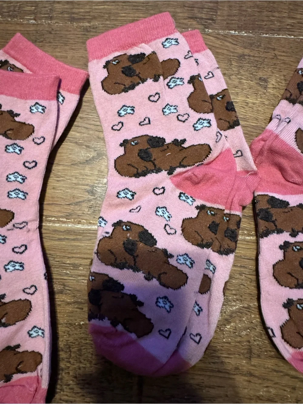 Pink capybara socks NEW includes three pairs